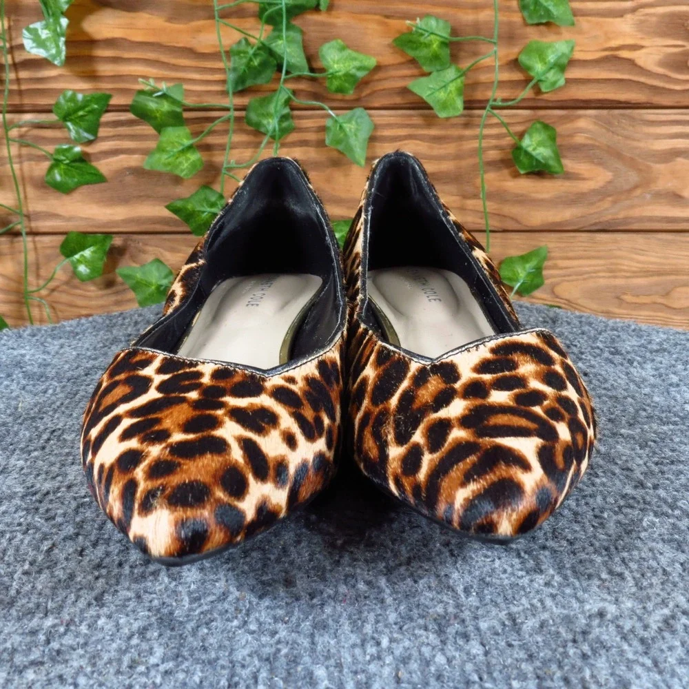 Kenneth Cole Riley Women Pump 8.5 Work Dress Leopard Calf Hair Point Block Heel